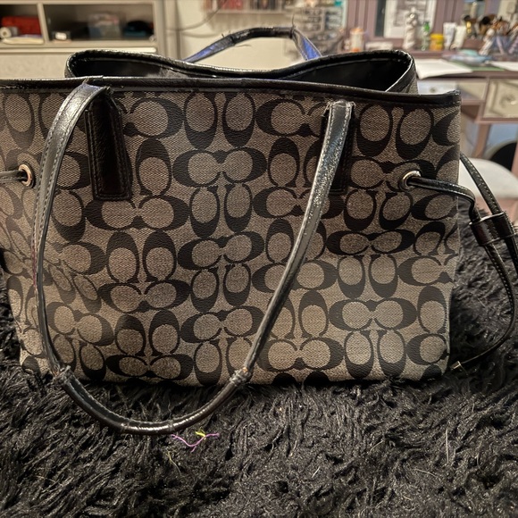 Coach Black and Tan Signature Tote - Picture 1 of 7